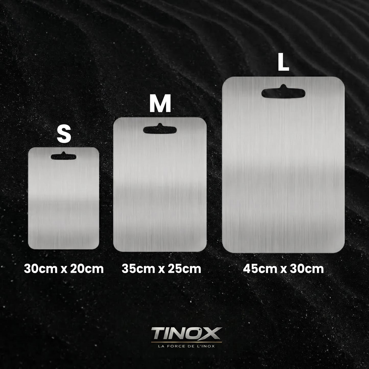 Planche à Decouper TINOX™ 100% Inox Alimentaire 304 (18/10)